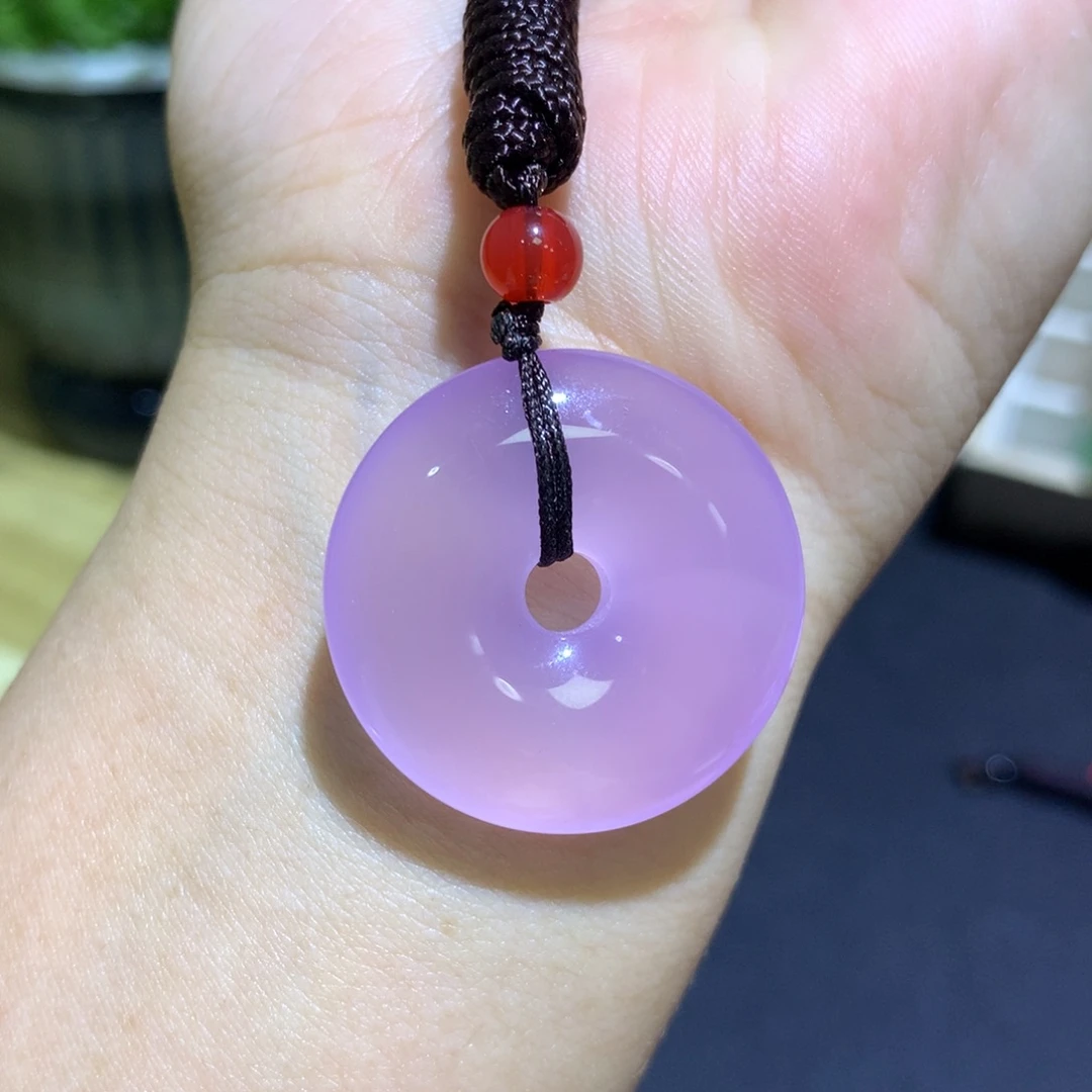 玛瑙/玉髓未镶嵌手镯卡30葡萄紫平安扣
