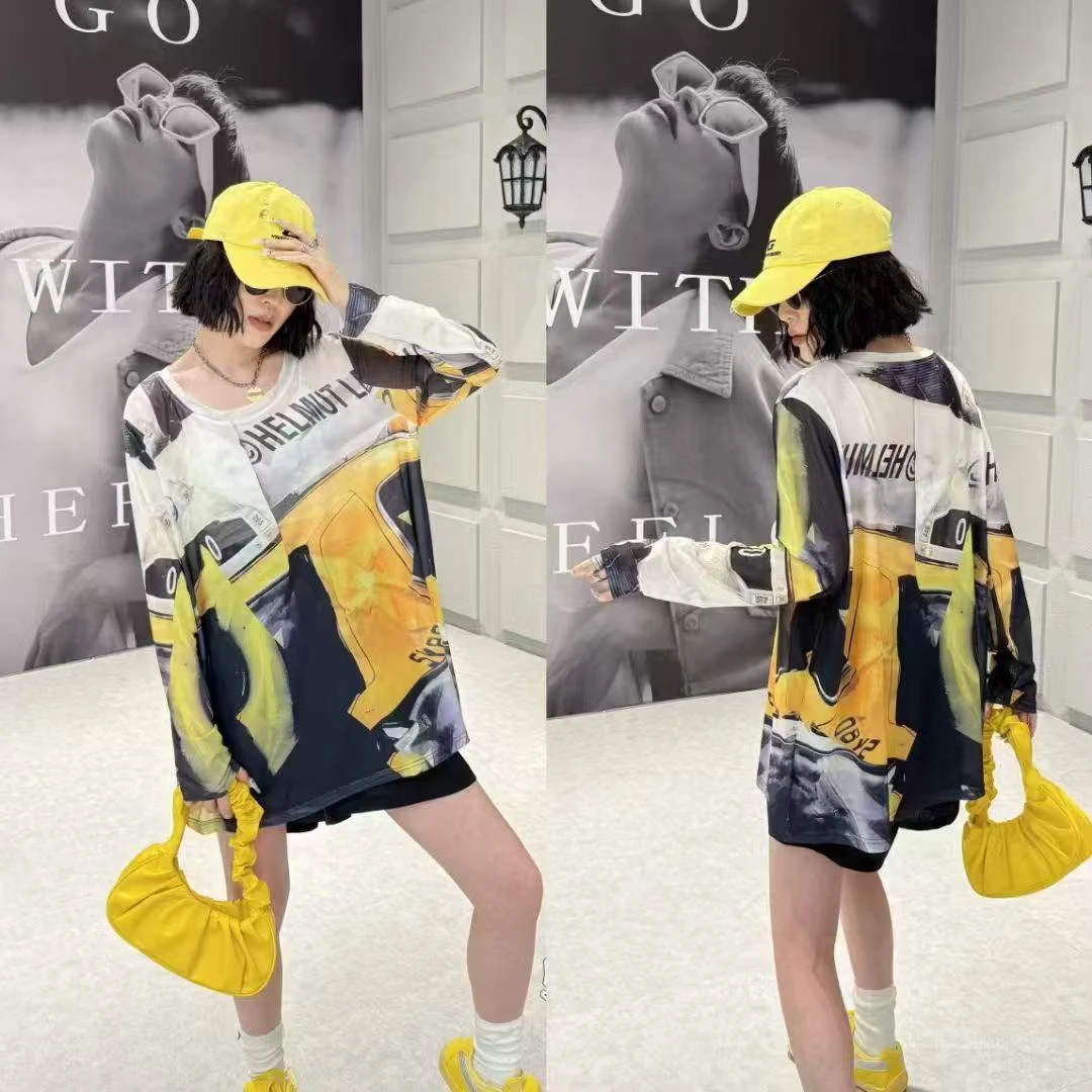 D57562夏季新款复古印花轻薄微透网纱长袖衫