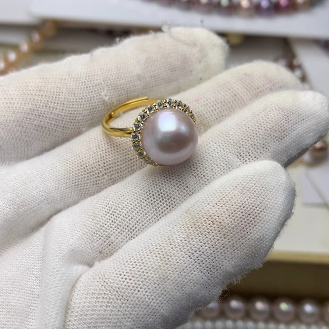 淡水珍珠戒指银S925镶嵌L*n