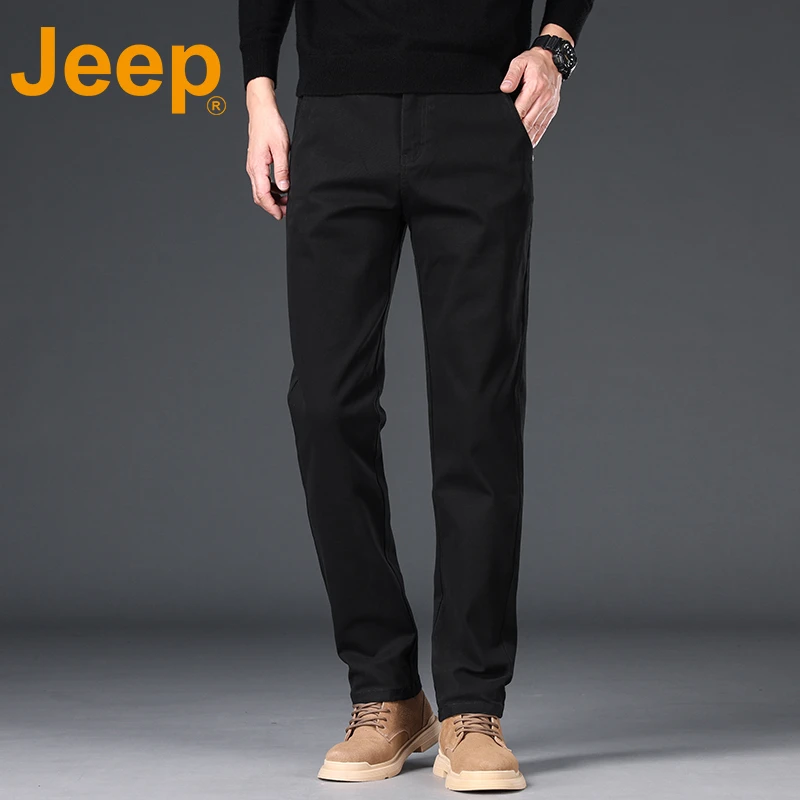 JEEP吉普抗皱男士休闲裤春秋季新款修身直筒裤子商务百搭简约长裤