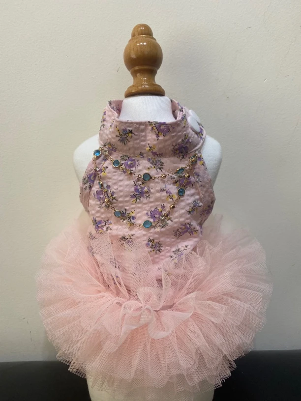 宠物粉色飒飒挂脖裙连衣裙狗狗猫咪