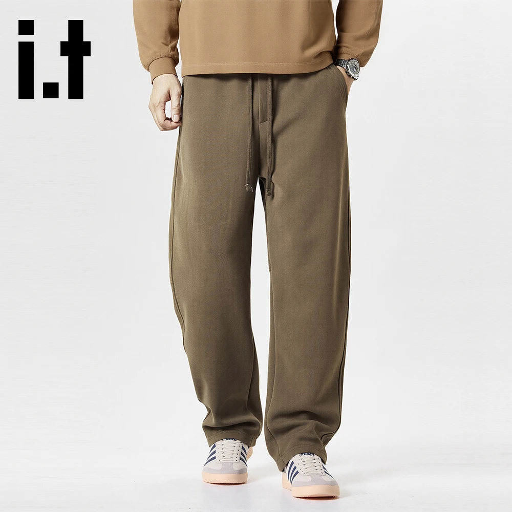 it:CHOCOOLATE时尚潮流简约休闲直筒裤男款秋冬新款宽松百搭长裤