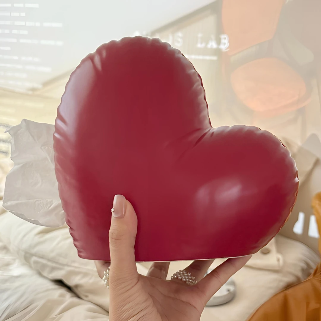 陶瓷釉下彩爱心纸巾盒仿真褶皱客厅桌面餐巾盒家居房间装饰用品