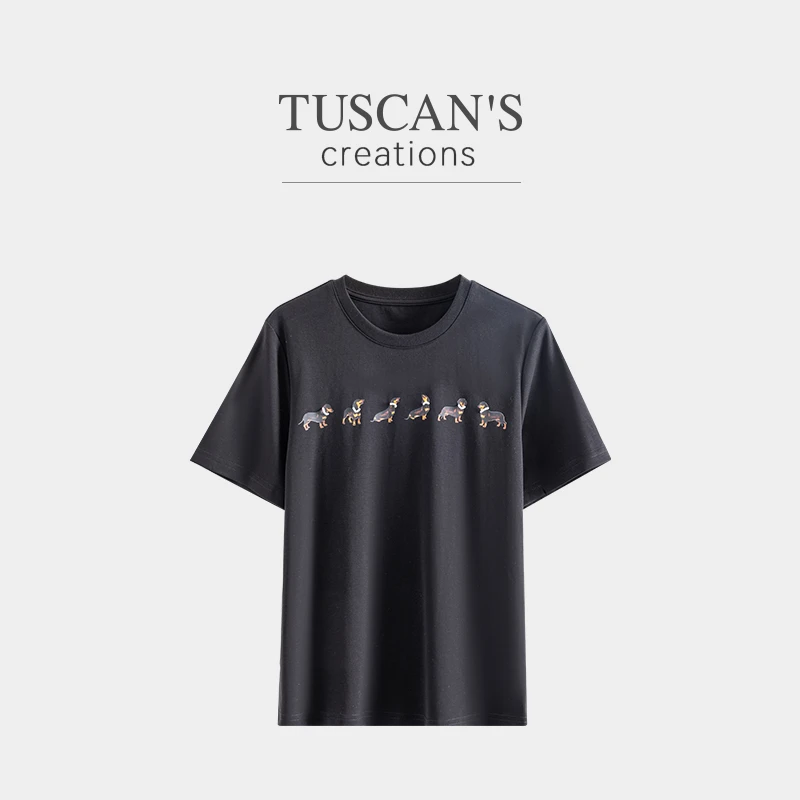 TUSCAN'S CREATIONS女士圆领T恤宽松舒适上衣女装时代集团