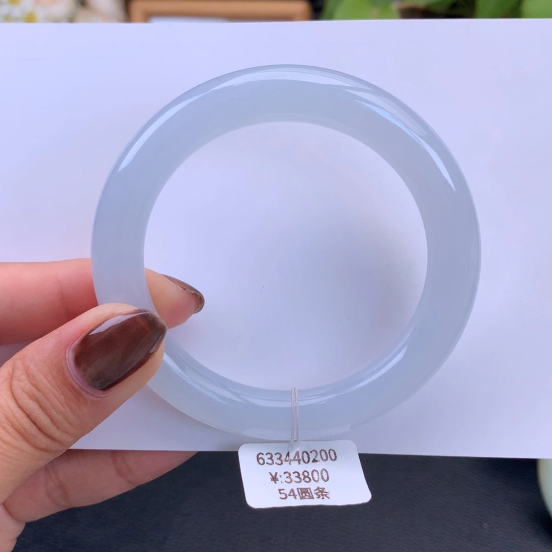 翡翠手镯未镶嵌冰胶白月光圆条手镯