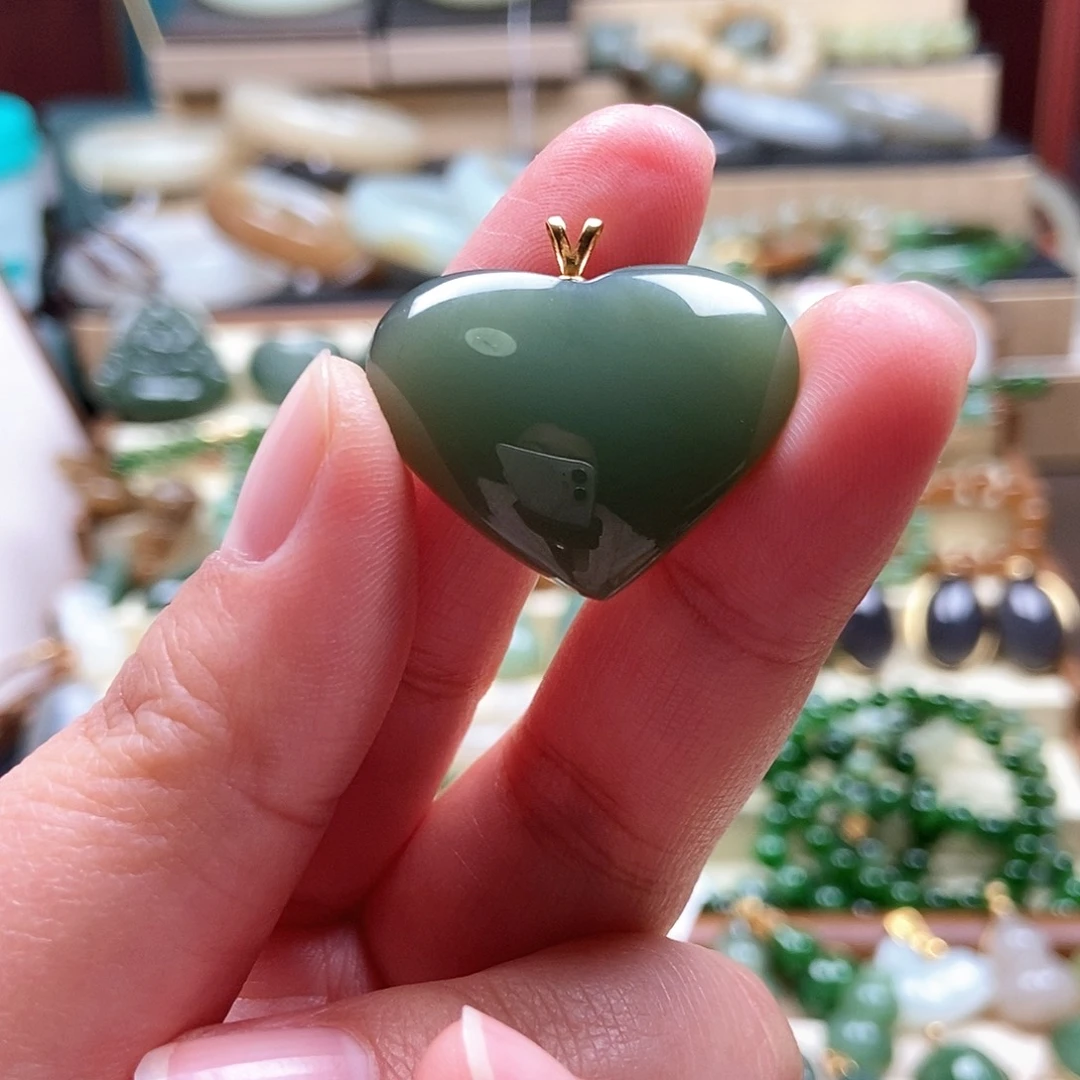 吊坠(不含链)18K金镶嵌和田玉