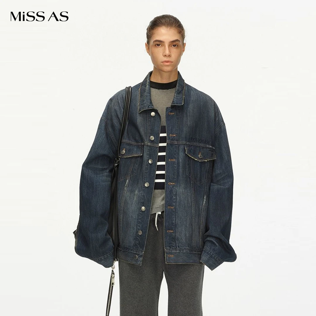 【ECHOADE】水洗破坏工艺超宽松大廓形牛仔夹克外套上衣潮流休闲服