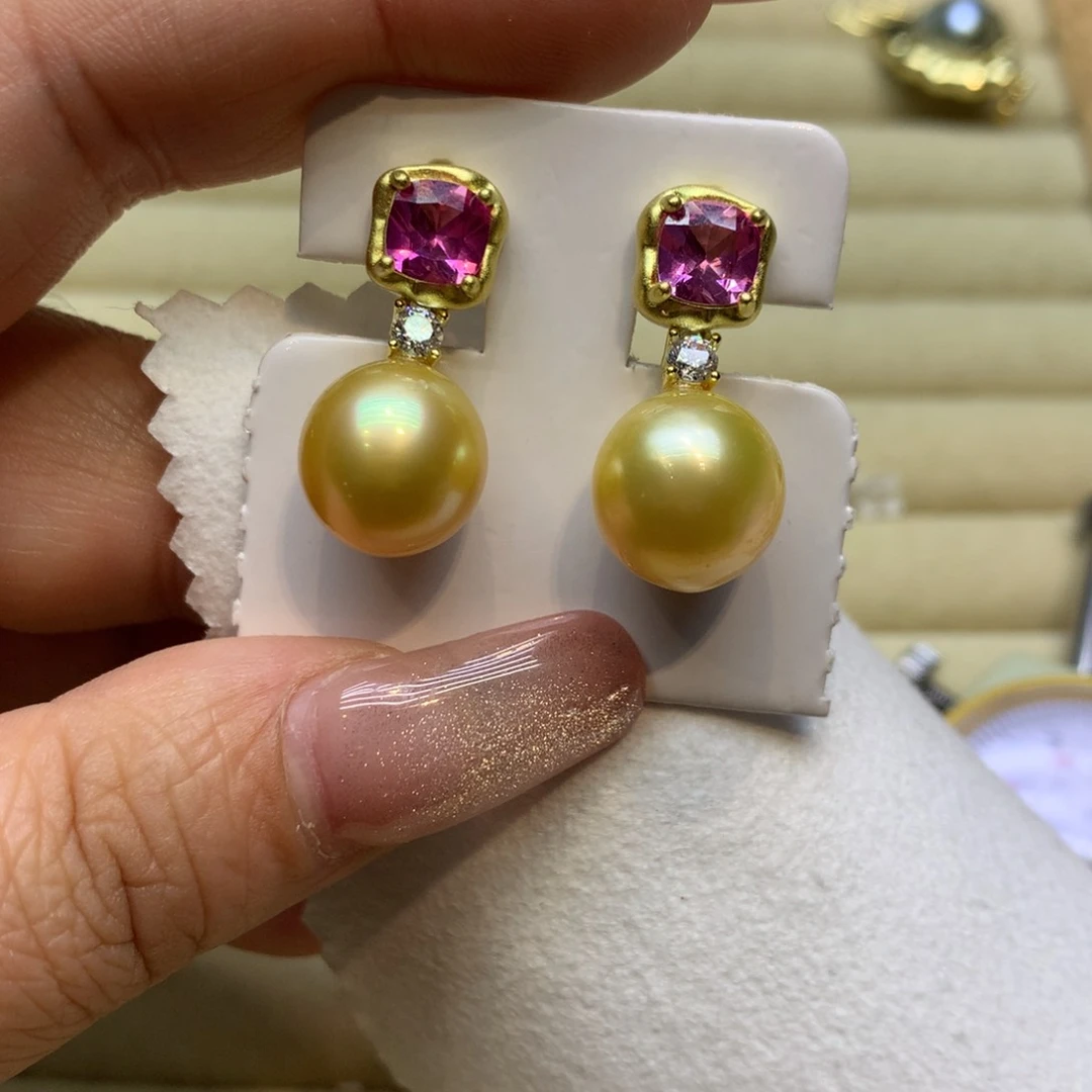 银S925镶嵌耳饰海水珍珠