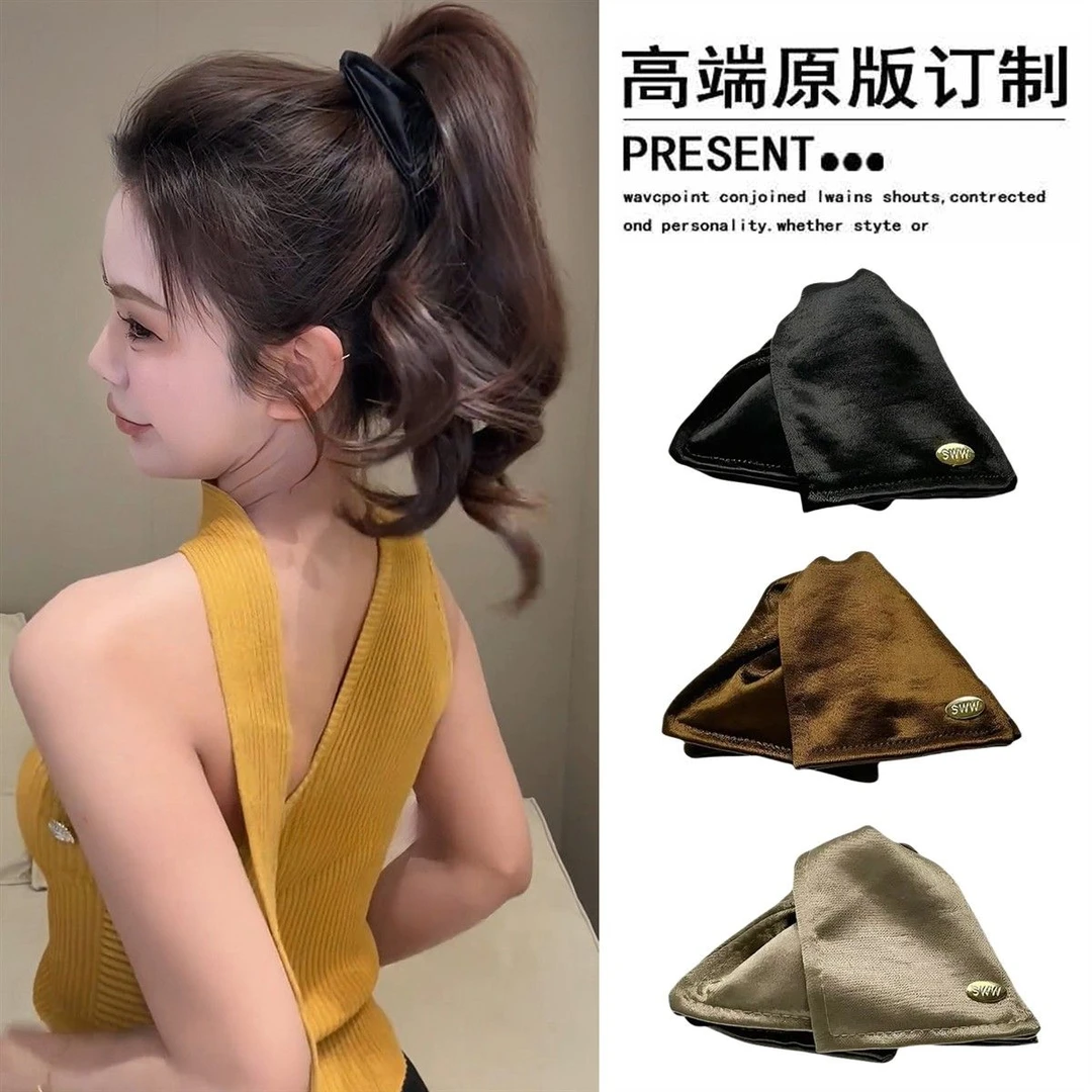 拯救扁塌头缎面贝壳三角抓夹饱满后脑勺高级感马尾发夹女