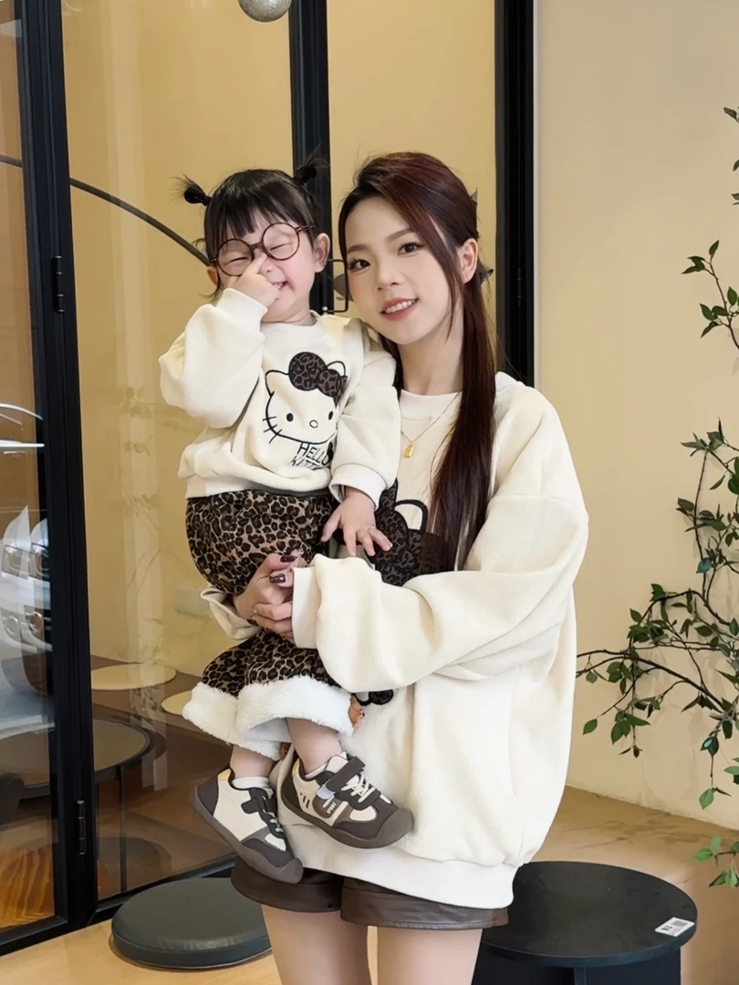 萱妈家-【亲子款KT猫咪加绒卫衣】直播间专享浮力