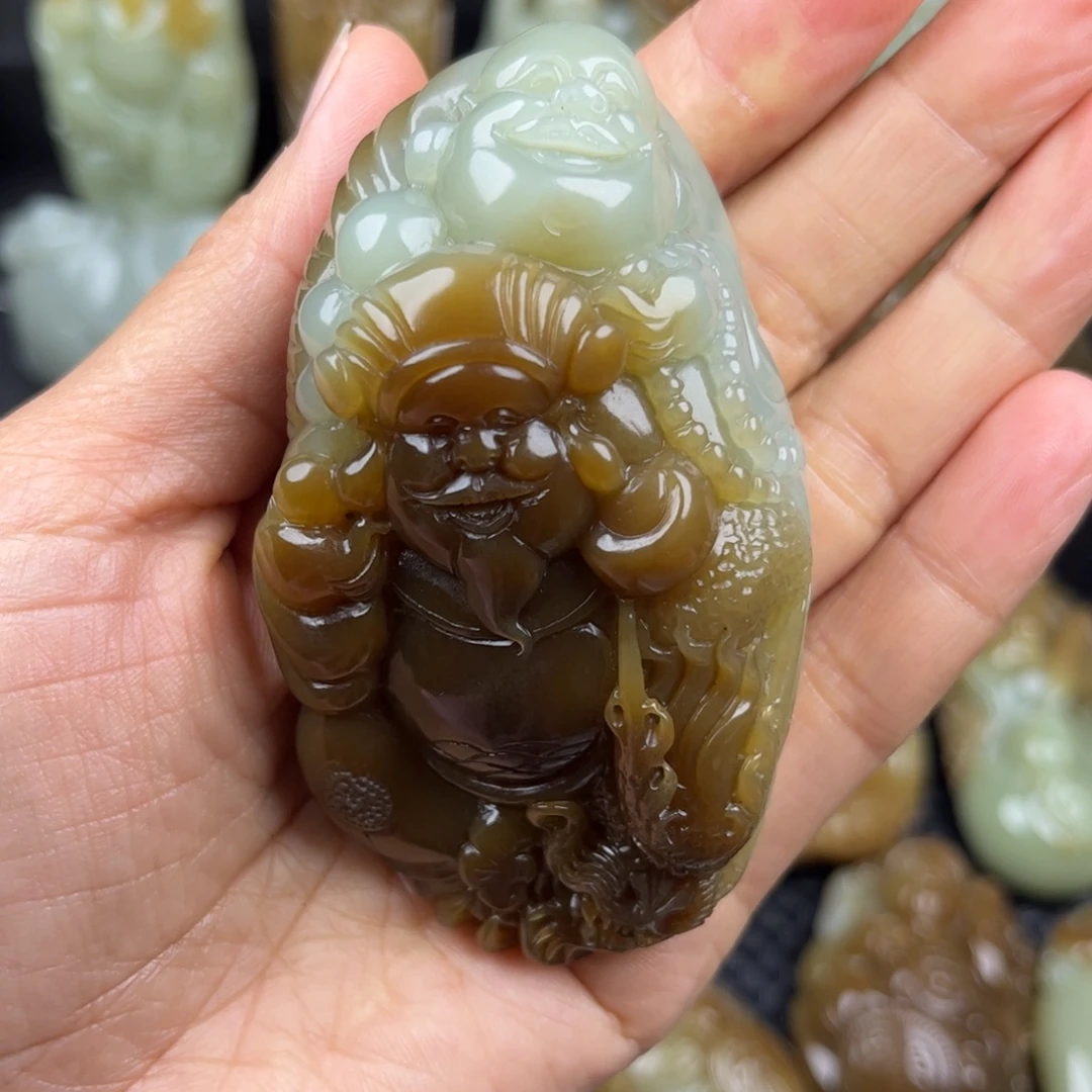 功***猫和田玉未镶嵌把件