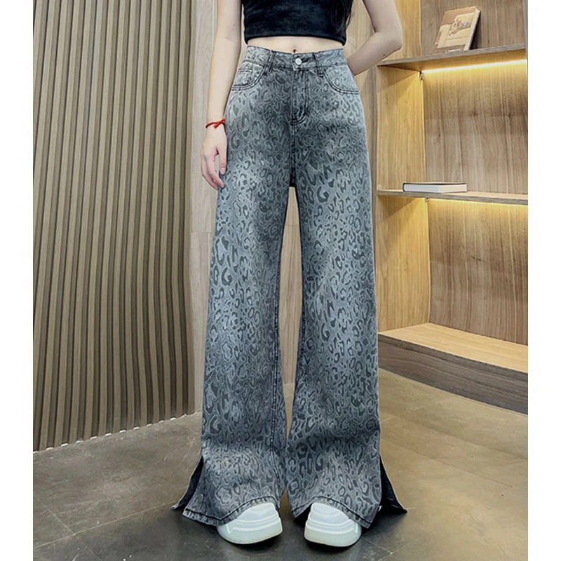 美式复古高街阔腿牛仔裤女2025春秋新款时尚中腰宽松显瘦拖地裤潮