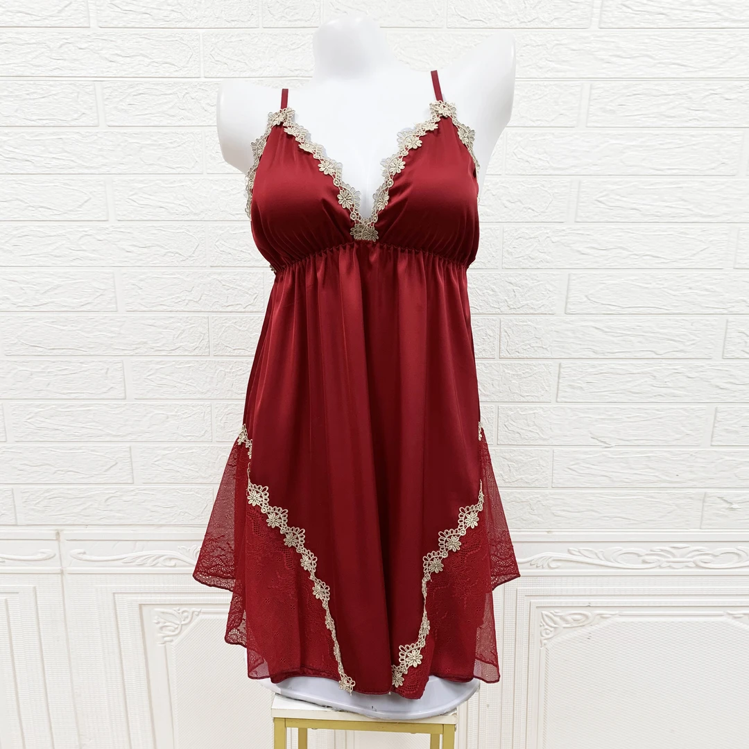 A156大码200斤冰丝带胸垫吊带睡衣女士