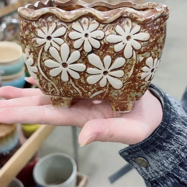 有孔.凑满10元发货多肉陶瓷花盆！