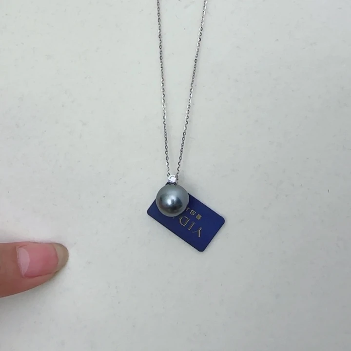 18K金镶嵌海水珍珠颈饰流*兔大溪地海水珍珠吊坠11-12