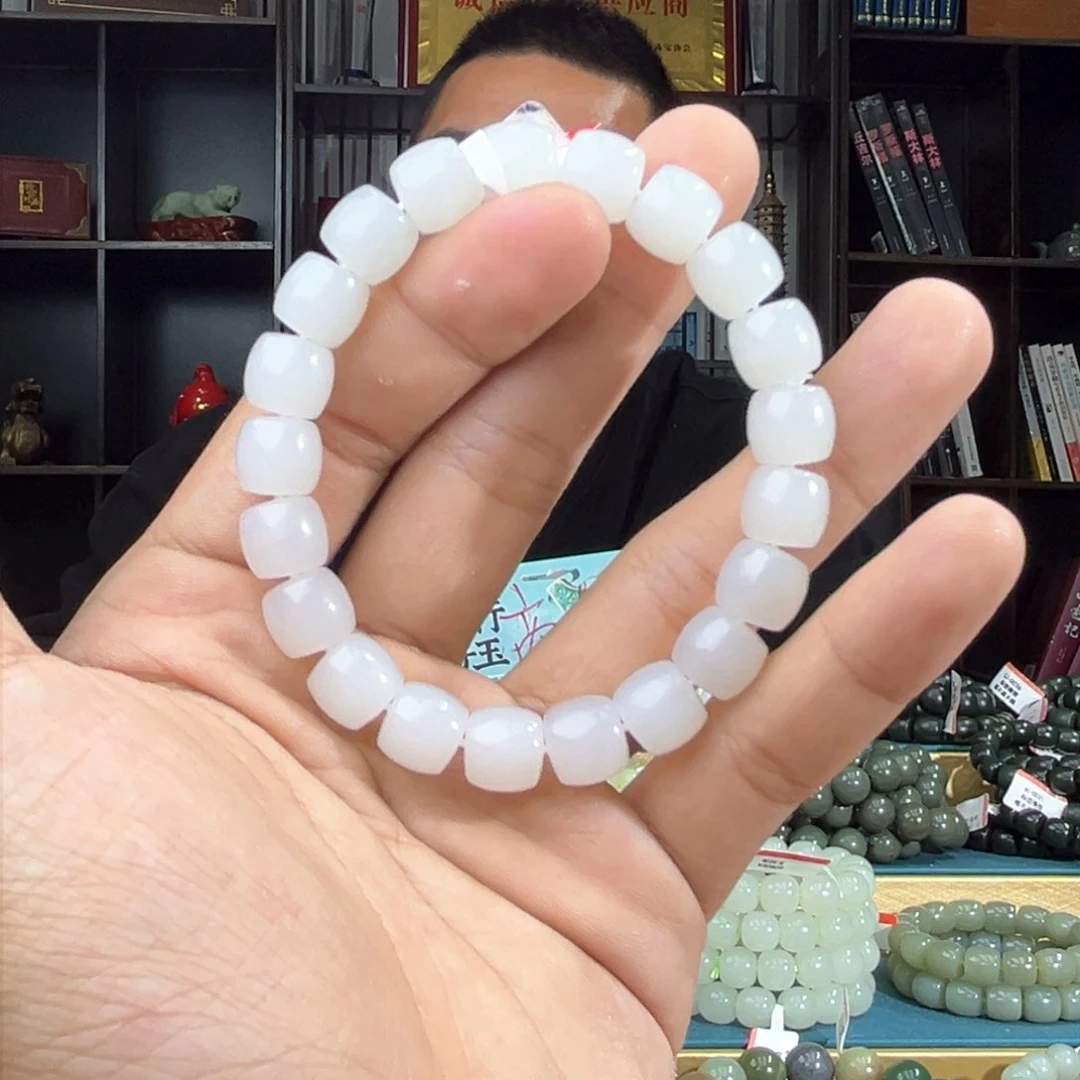 和田玉手串未镶嵌纯天然和田玉13年新疆且末天泰料10直切