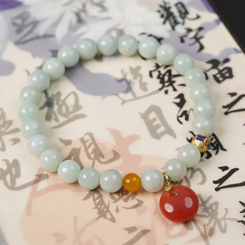 单圈翡翠盐源玛瑙如意手链-8786