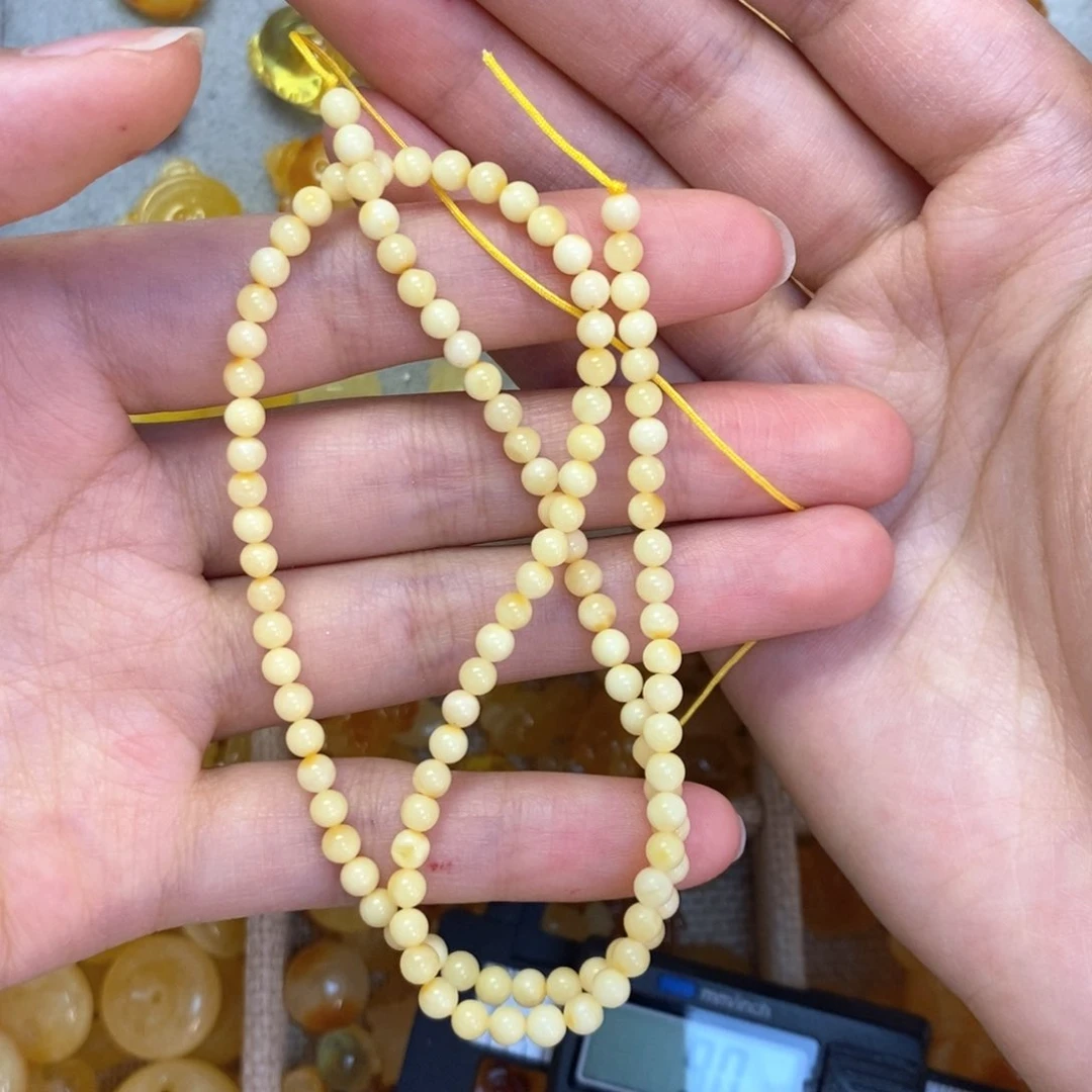 蜜蜡颈饰未镶嵌白链子