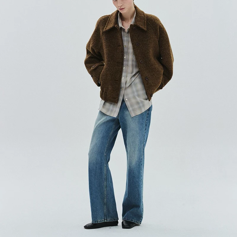 【泡菜冬季上新】"领航者"复古显瘦翻领短款羊毛呢夹克外套女