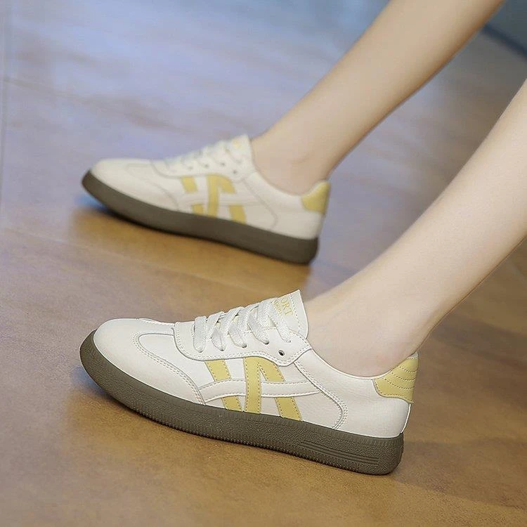 平底板鞋2025新款夏季透气厚底小白鞋女百搭休闲运动板鞋德训鞋子