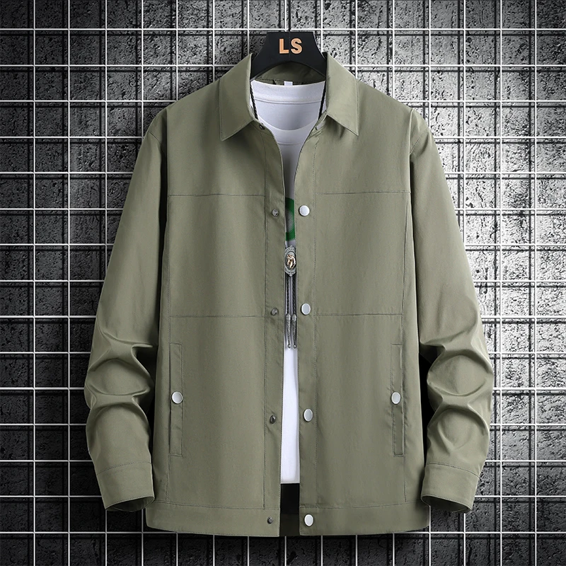 工装外套男2025春秋新款潮牌宽松加肥加大码胖子男装翻领夹克上衣