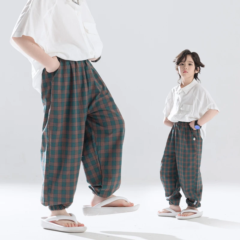 【时尚格纹】儿童防蚊裤夏装男童裤子薄款夏季空调裤运动裤童装