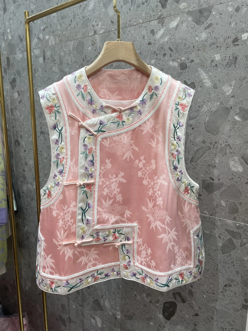 深圳南油女装新中式国风醋酸马甲女--194