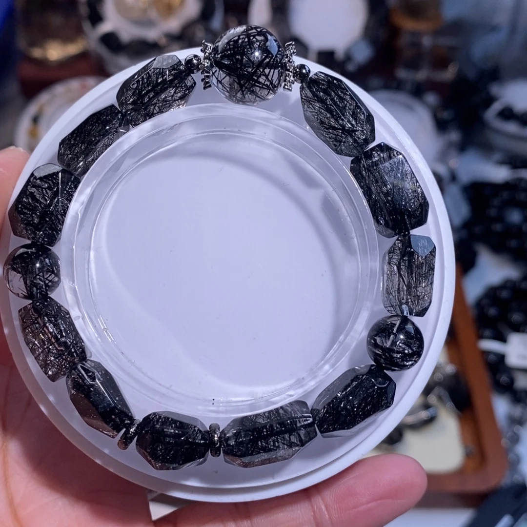 未镶嵌水晶手链黑发晶随型设计款9mm毕业级蕾丝