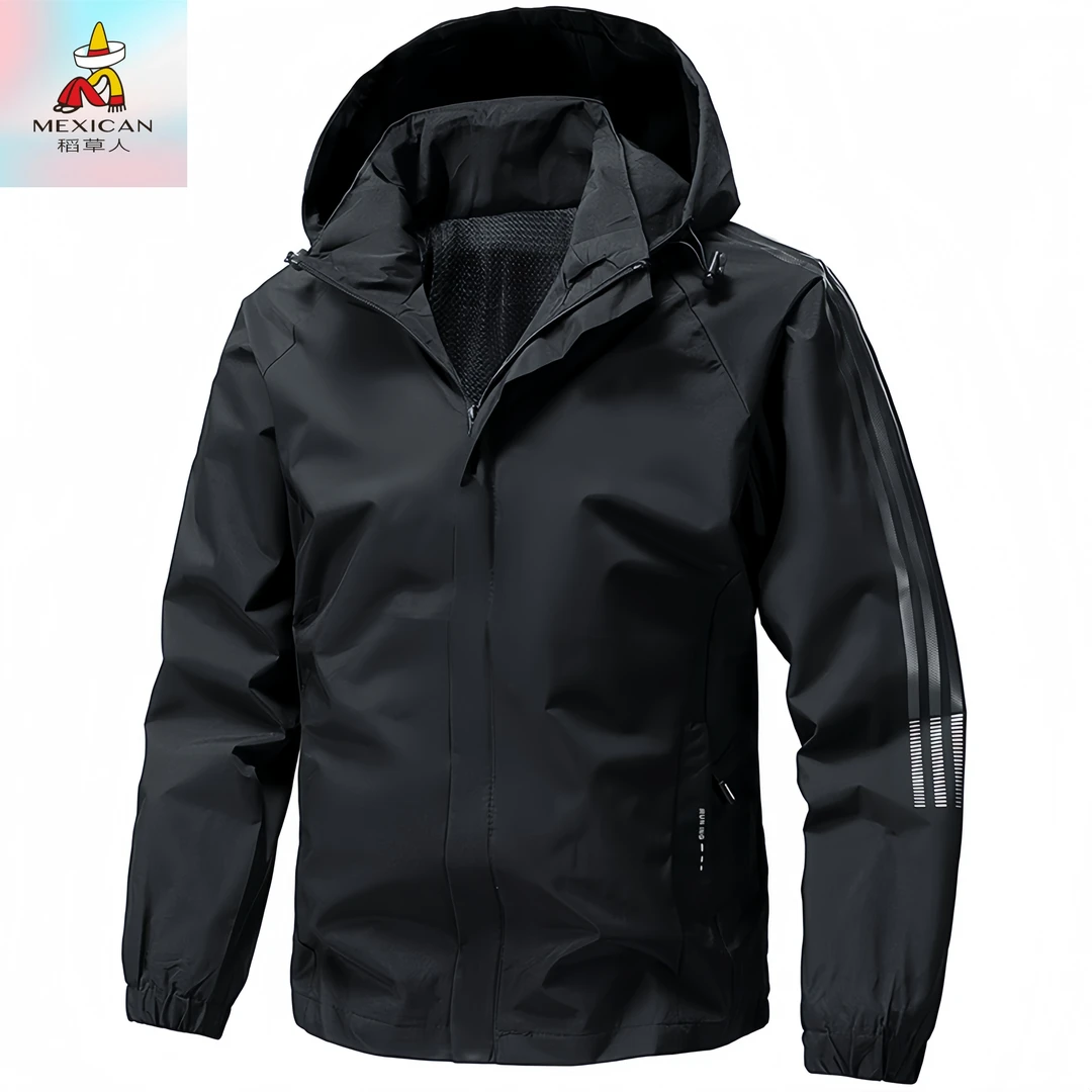 Mexican/稻草人春秋冬防风大码冲锋衣男士时尚简约百搭休闲夹克薄