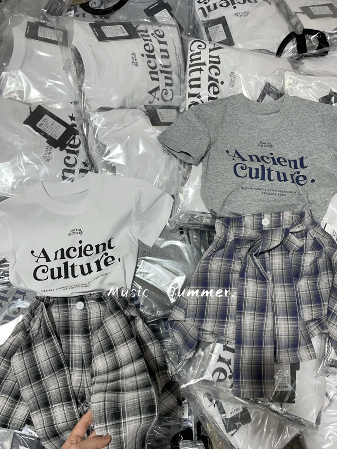 【郭郭童品】木➕格子裙套装11337