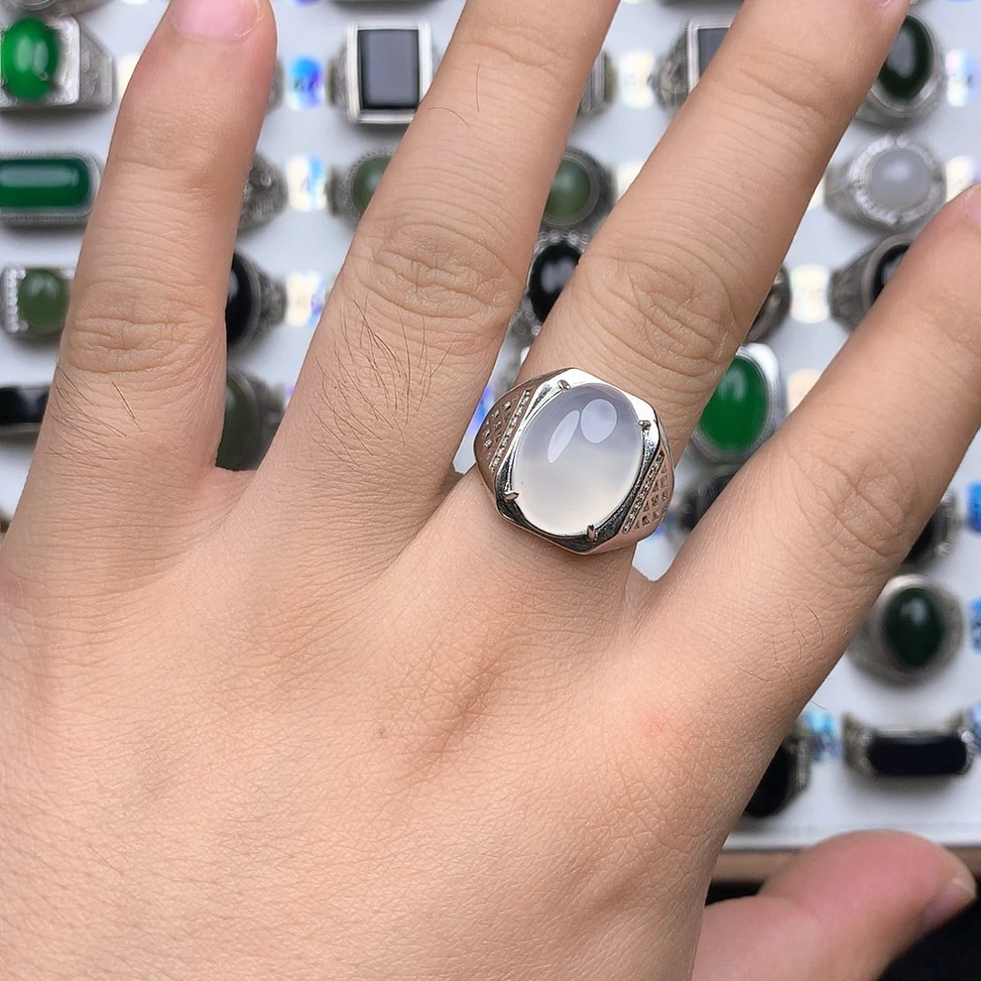 玛瑙/玉髓银S925镶嵌戒指