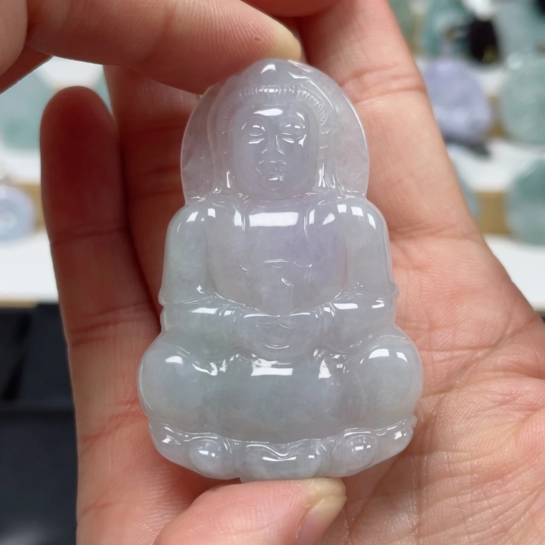 翡翠颈饰未镶嵌天然翡翠A货观音36号