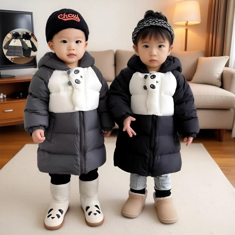 加厚中长款羽绒外套儿童外套加厚90白鸭绒宝宝羽绒服厚款男女