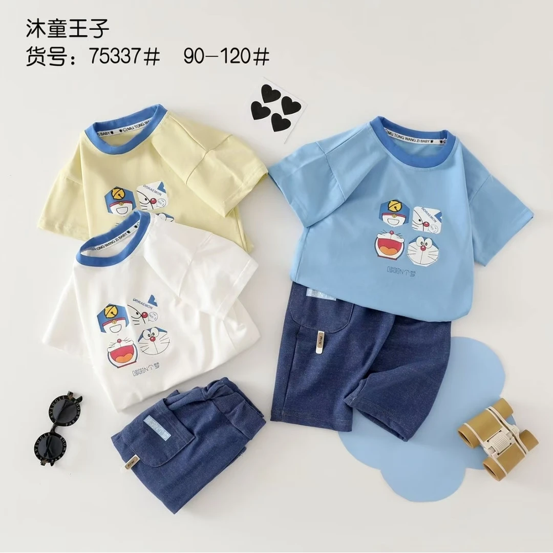 夏季卡通短袖短裤套装75337