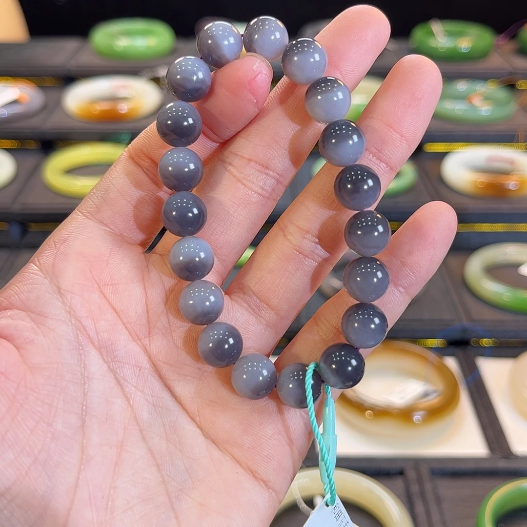 和田玉未镶嵌手镯紫白半山水约10