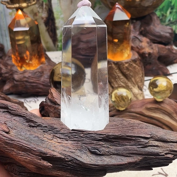 珠宝半成品水晶未镶嵌白水晶柱