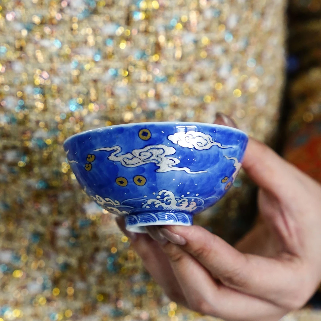 良朋 金蟾单杯  手绘喝茶手作中式陶瓷银