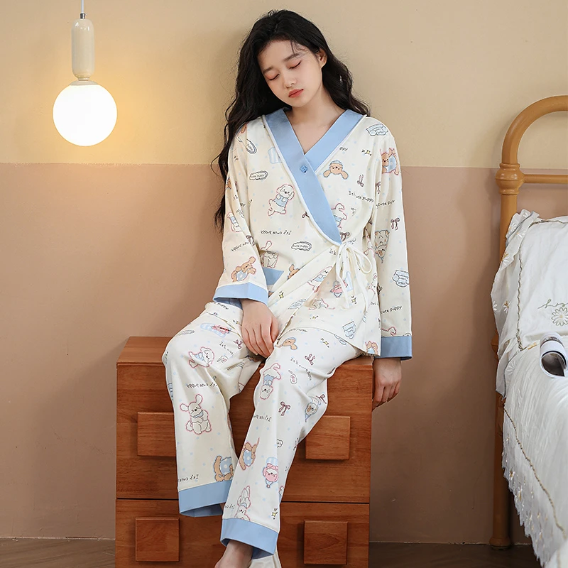 【云感棉-新中式带胸垫月子服】产前产后产妇孕期哺乳期家居服