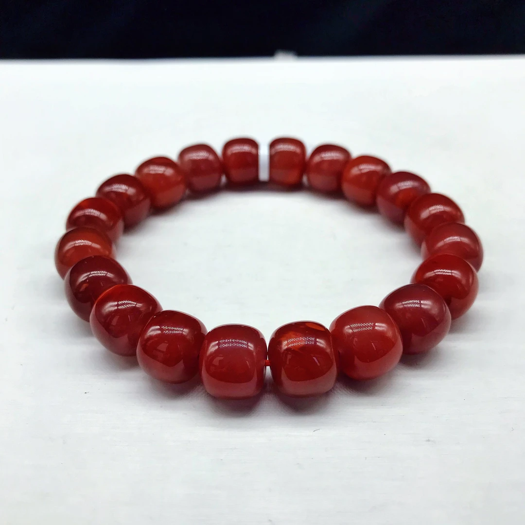 【小雪】南红瓦西老矿牛血红火焰纹老型手串11mm