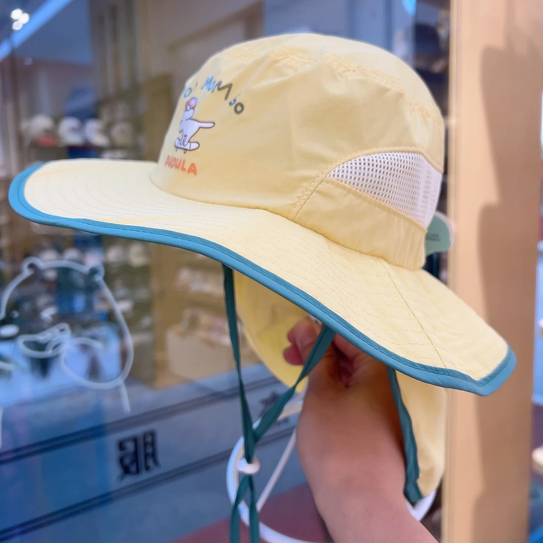 嘟嘟啦儿童夏季大檐防晒渔夫帽遮阳帽户外宝宝圆顶帽子森系3476