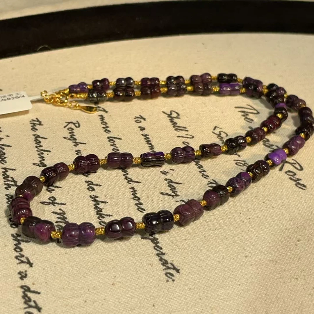 南非舒俱来老油帝王紫并蒂莲项链/s925/40cm（秦楚）AZB11068