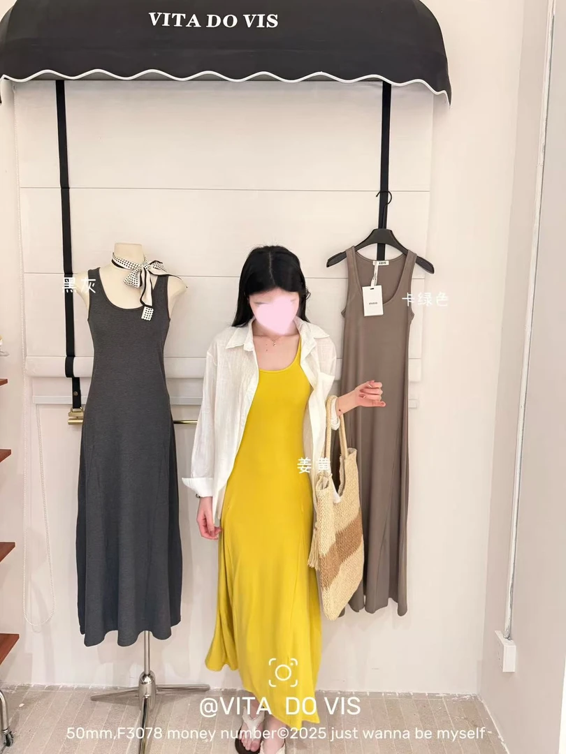Vita（3078#）法式时尚气质显瘦无袖吊带裙