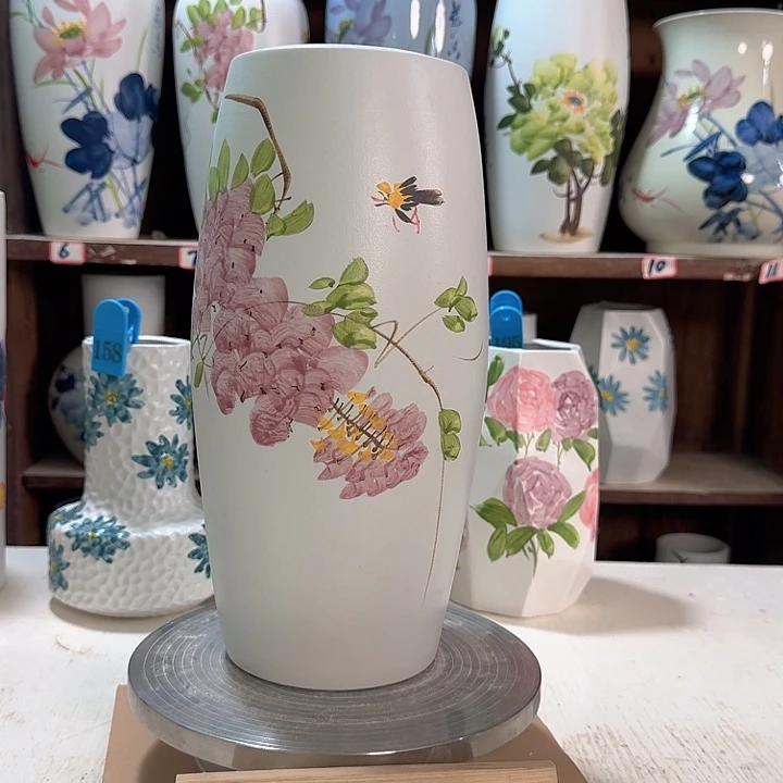 瓶高33腰鼓紫藤新款新款陶瓷陶瓷