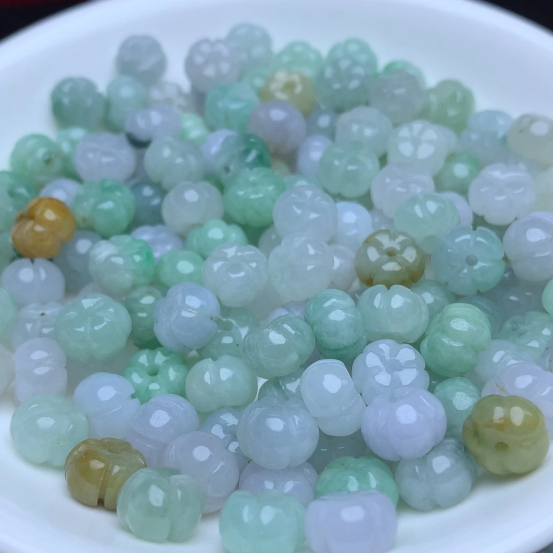 【闪购商品】翡翠手链未镶嵌卡5.3乘8冰三彩南瓜20个