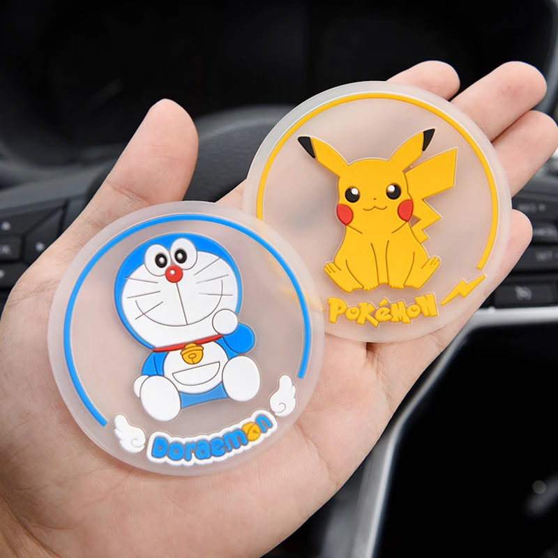 汽车杯垫卡通可爱通用防滑隔热垫圆形储物杯槽创意隔热杯软胶垫