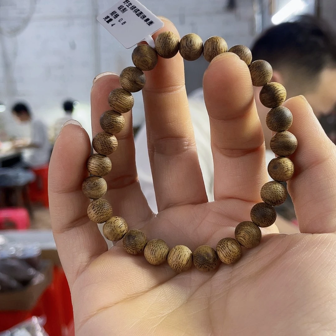 沉香手串野生绿棋圆珠单圈0.8/4克多样性发一