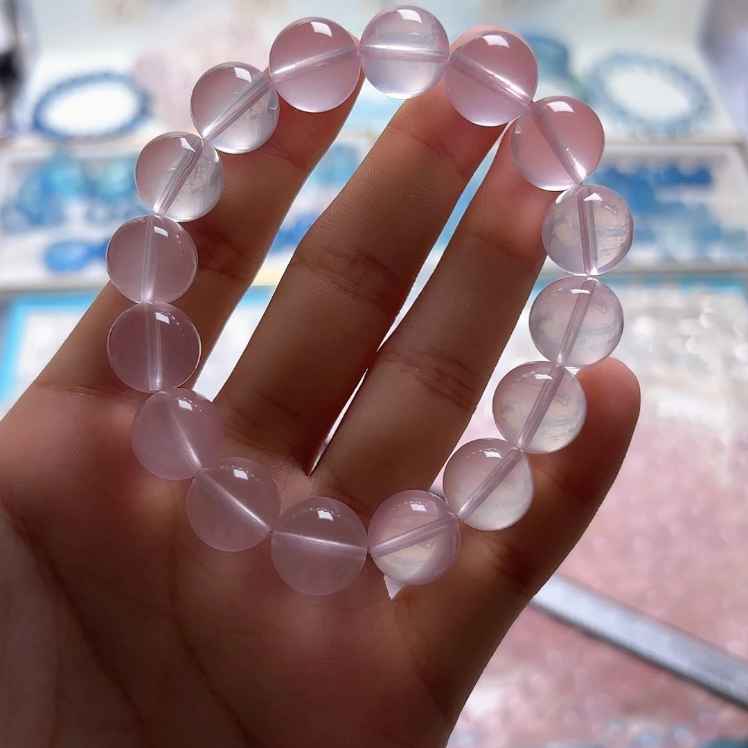 芙蓉石手链未镶嵌粉水晶13咪