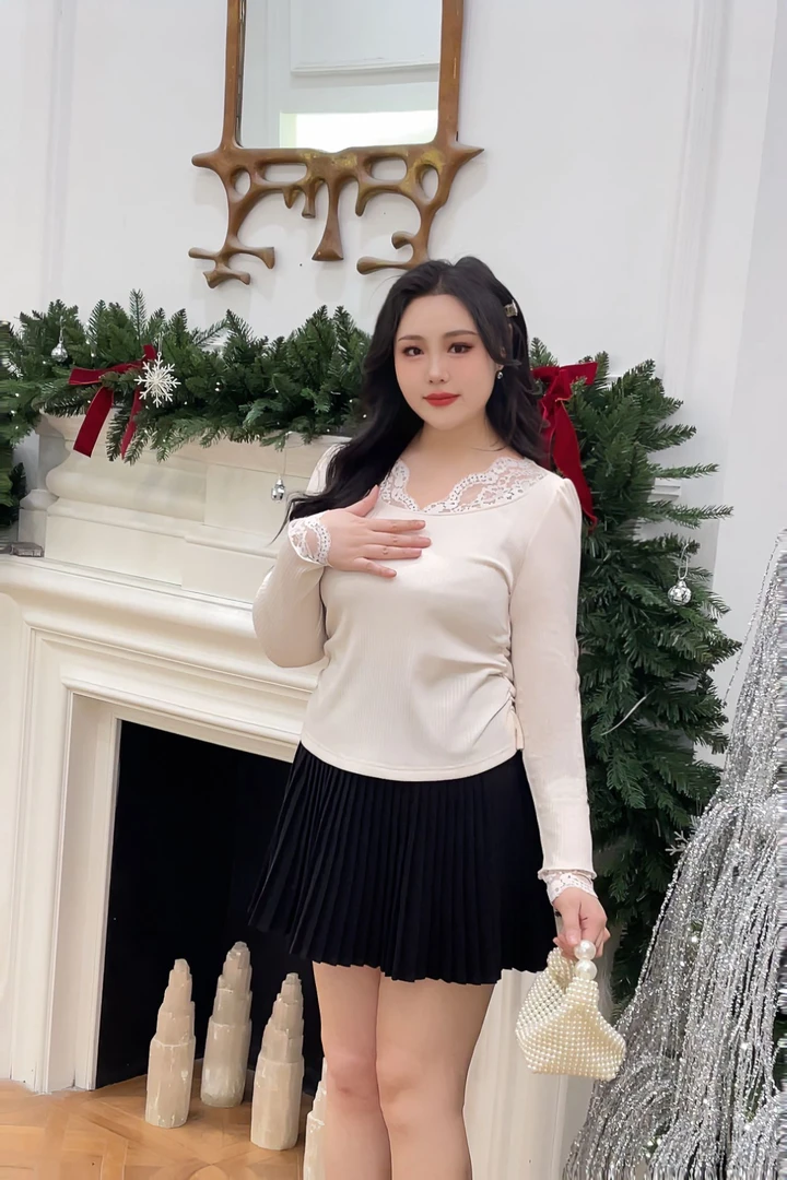 Uni品牌2024秋冬新款微胖大码磨毛加绒打底衫针织衫#U24D1058