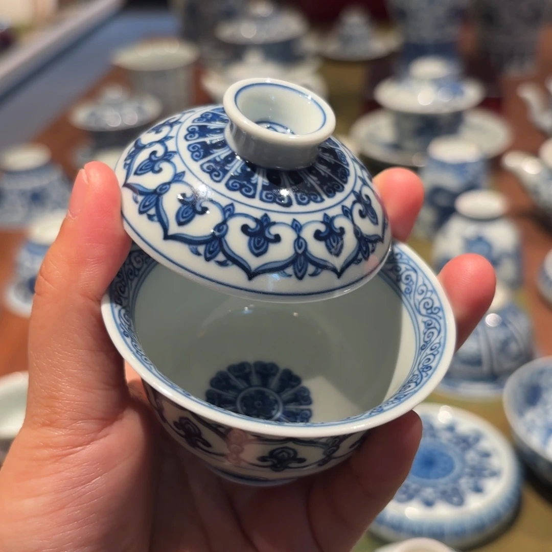 瓷宝相花盖碗 钟家窑福利……