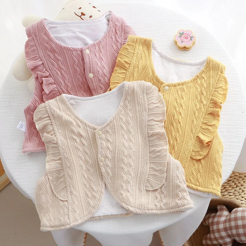 【灿宝家】婴儿马甲女宝宝春秋外穿洋气坎肩双层纯棉马夹保暖护背心